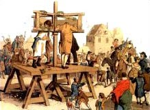 '罪犯被钉在耻辱柱上行刑的场面（网络图片）'